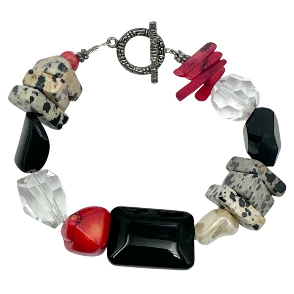 Handmade Stone & Crystal Chunky Bead Bracelet